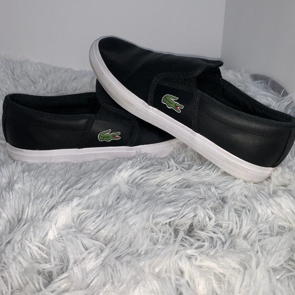 Lacoste Gazon Sport Black Leather Slip-On 8.5